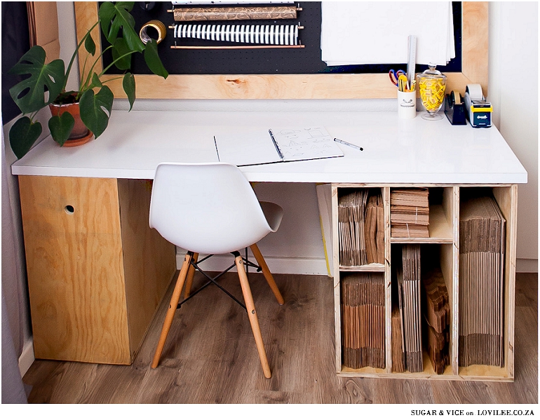 Home office pinboard with wooden frame