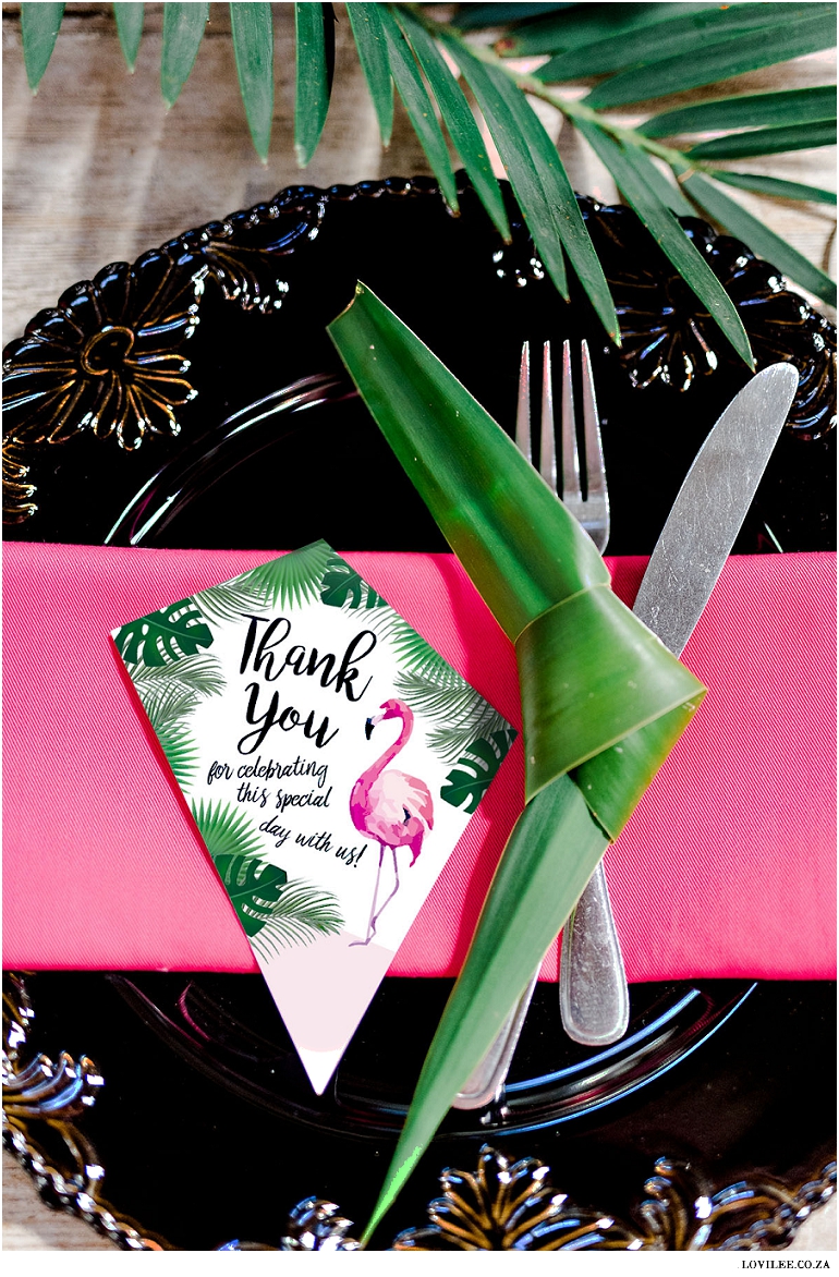 Free printable flamingo party thank you cards