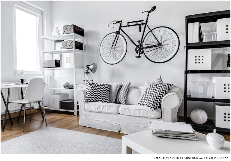 Modern black and white one room apartment By Photographee.eu via Shutterstock