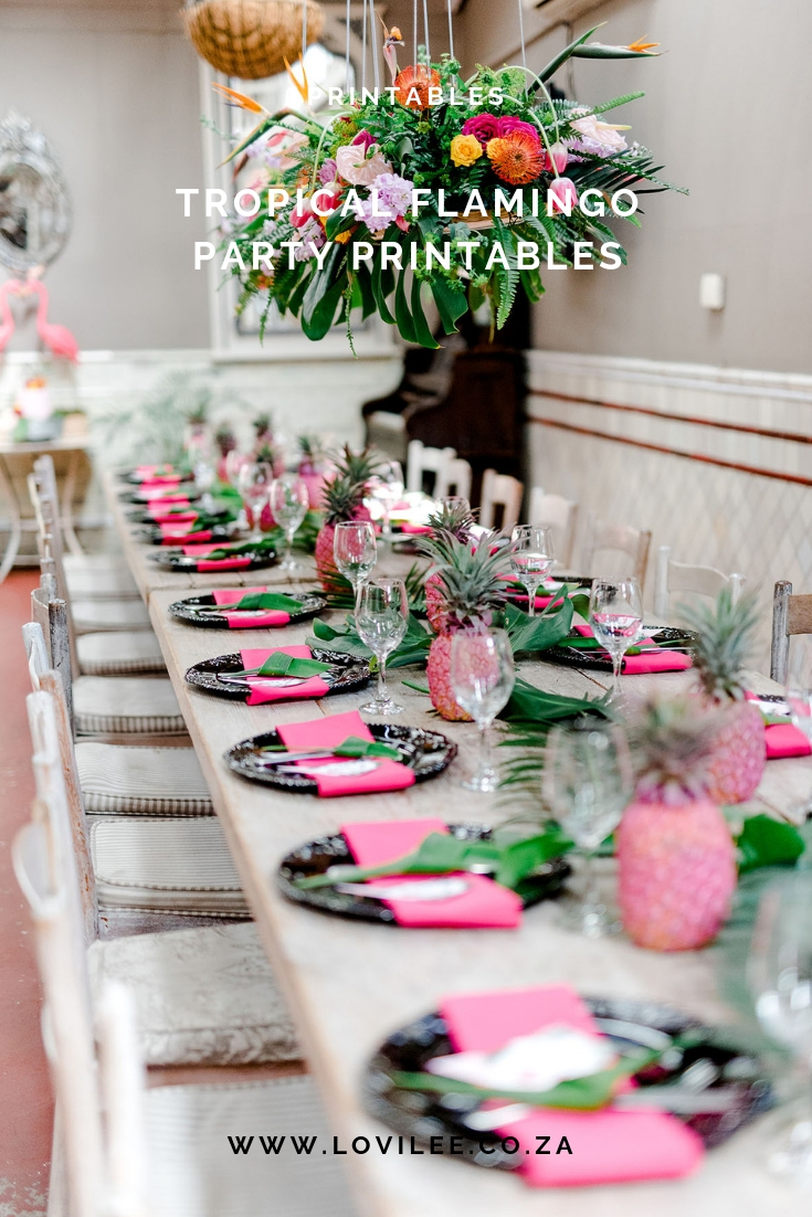 Download some free Flamingo party printables and see our Tropical party inspiration