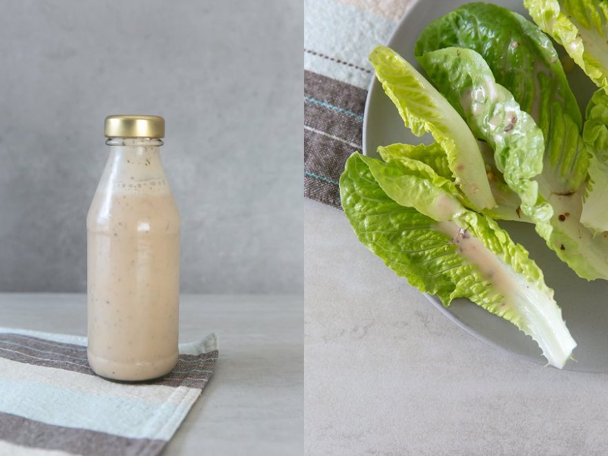 Salad Dressing in a consol glass bottle