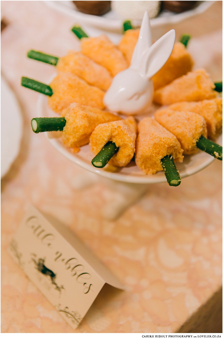 Mini carrots on a bunny ceramic stand