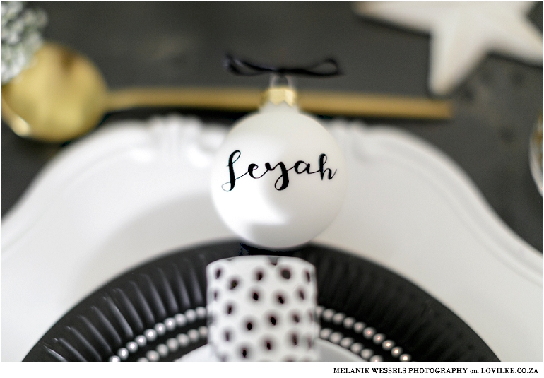 Personalised Christmas Baubles and Black and White Christmas Decorations