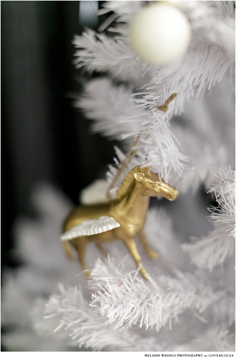 White Christmas Tree with gold angel animals by Gonk