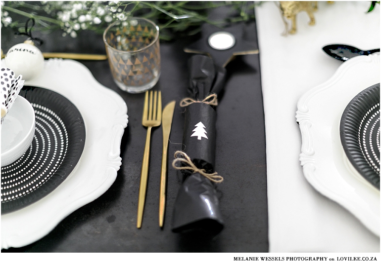 Black and white Christmas table