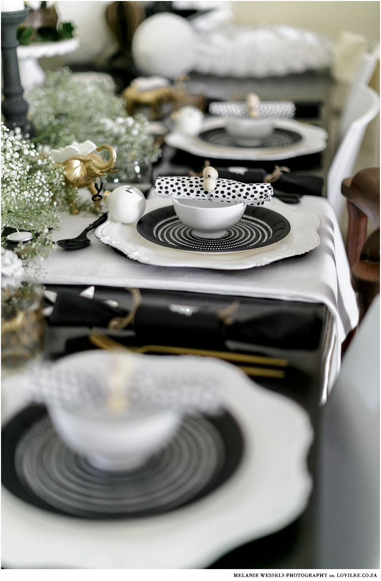 Black and white Christmas table