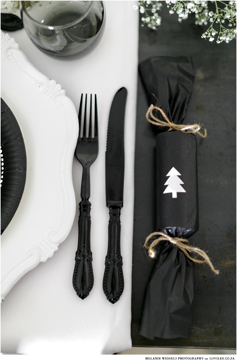 Black and white Christmas table