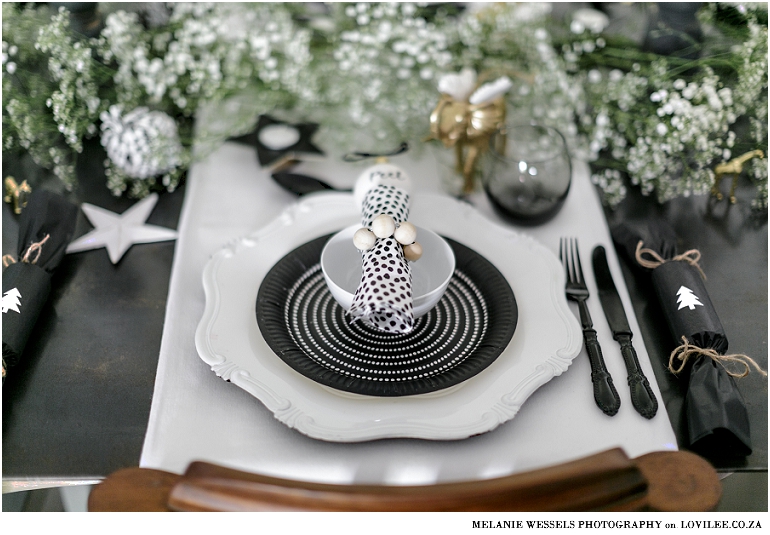 Black and white Christmas table