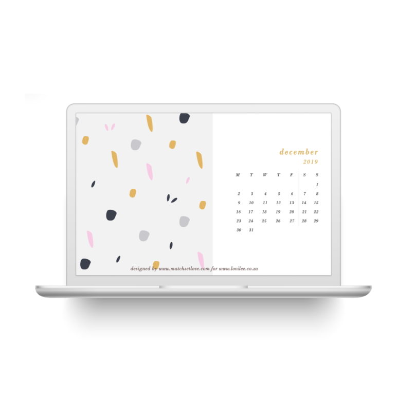 December 2019 digital calendar pc sreensaver and background