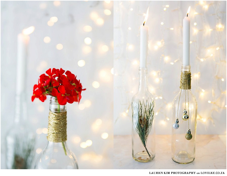 Upcycle Christmas Decor using old bottles