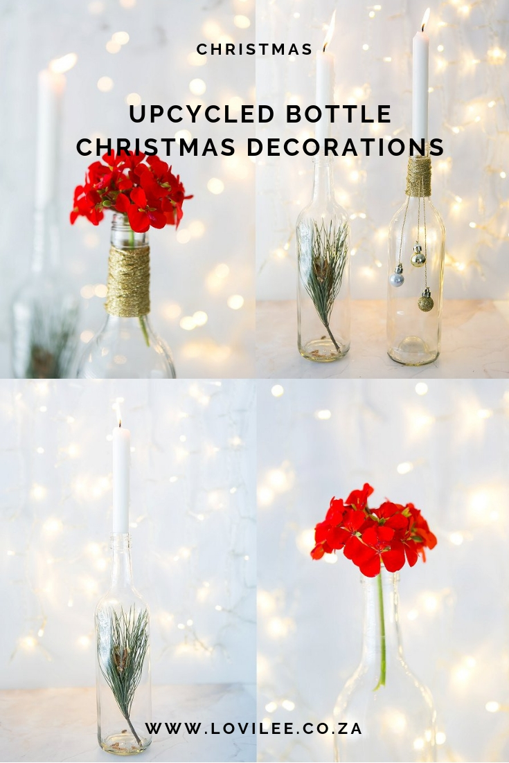 Upcycle Christmas Decor using old bottles