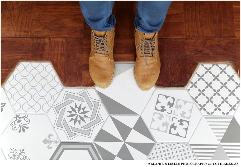 Hexagonal Patterned tiles cut into parquet flooring