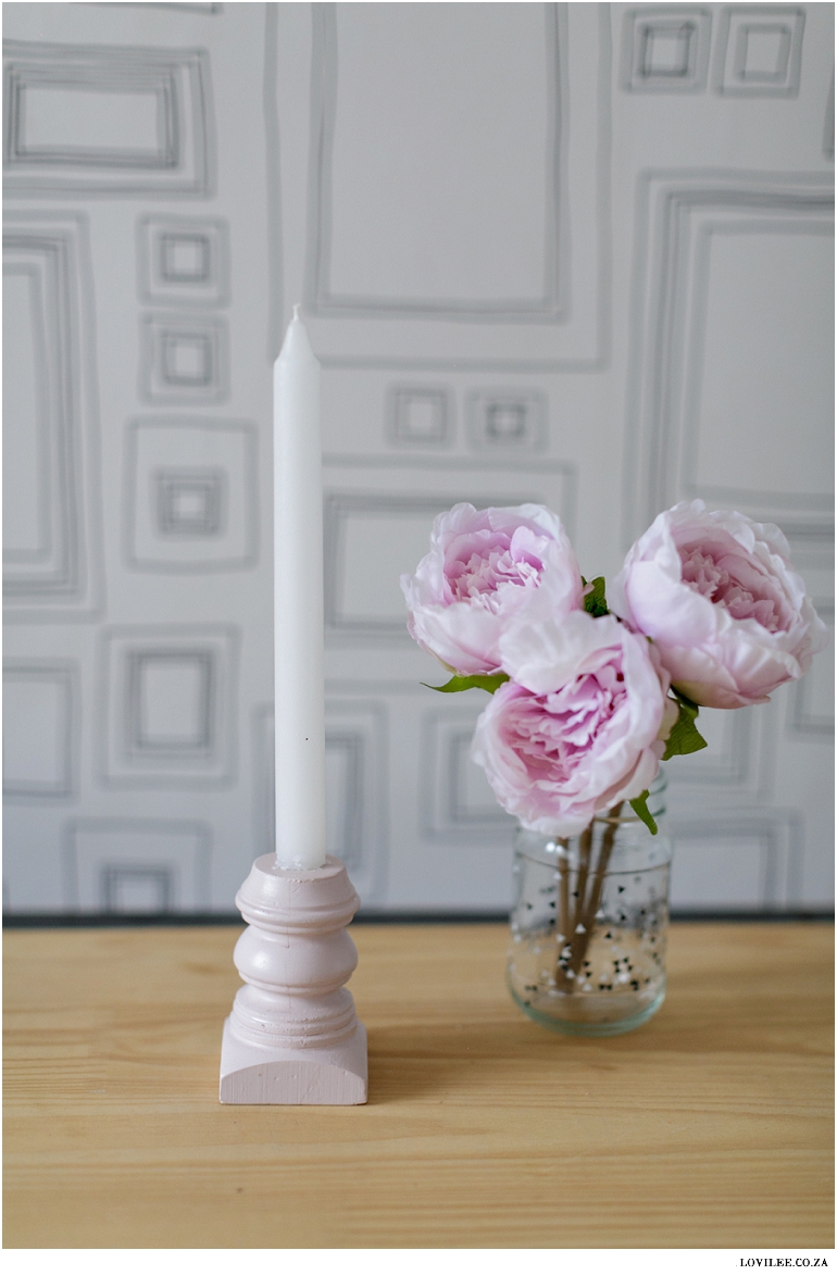 DIY candle holders using table feet