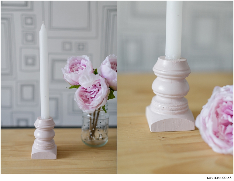 DIY candle holders using table feet