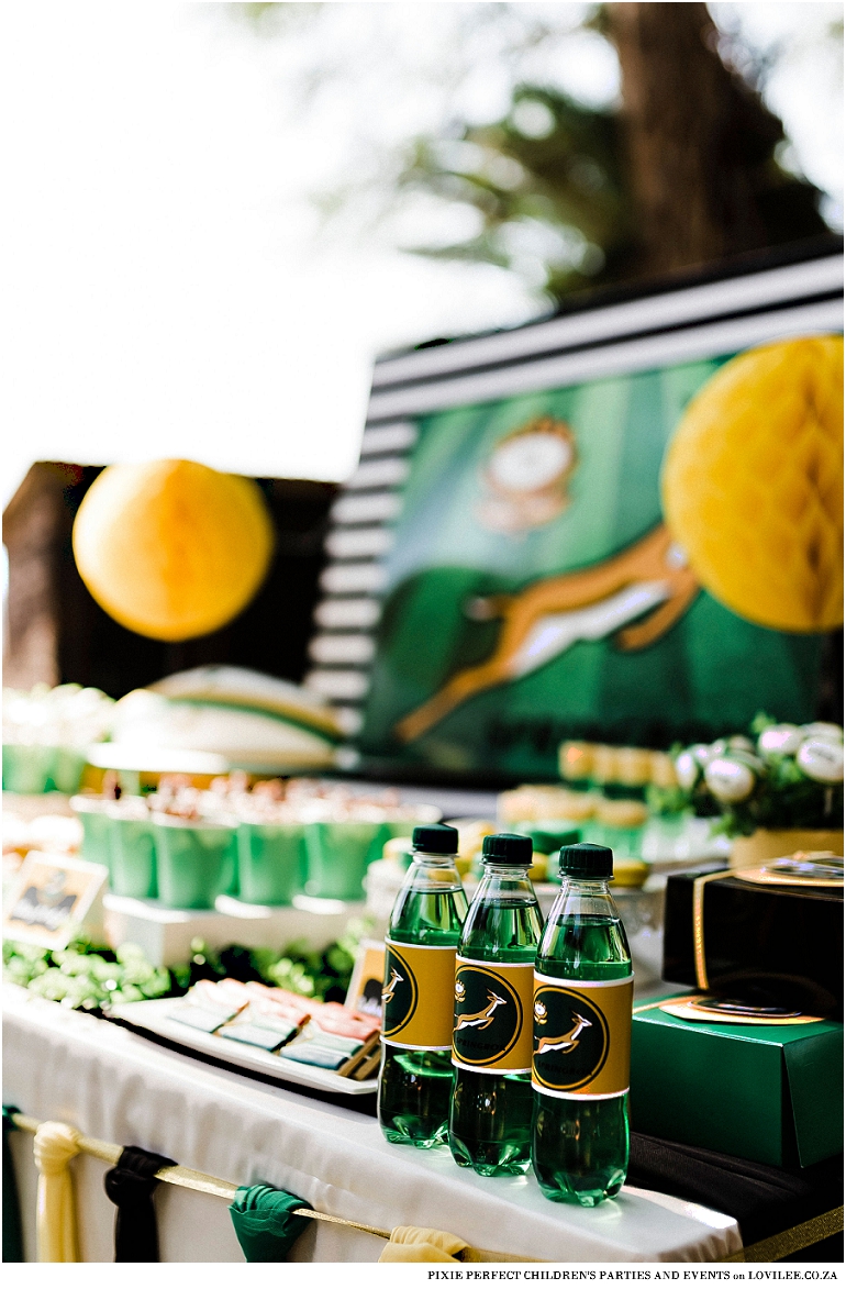 Springbok rugby party candy table inspiration