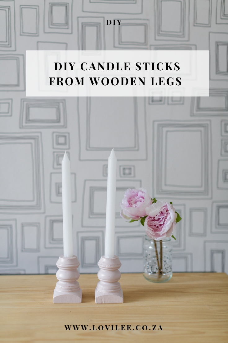 DIY candle holders using table feet