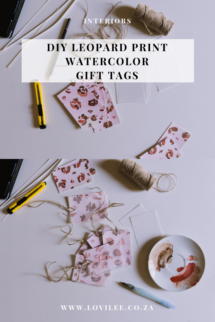 DIY leopard print watercolor gift tags