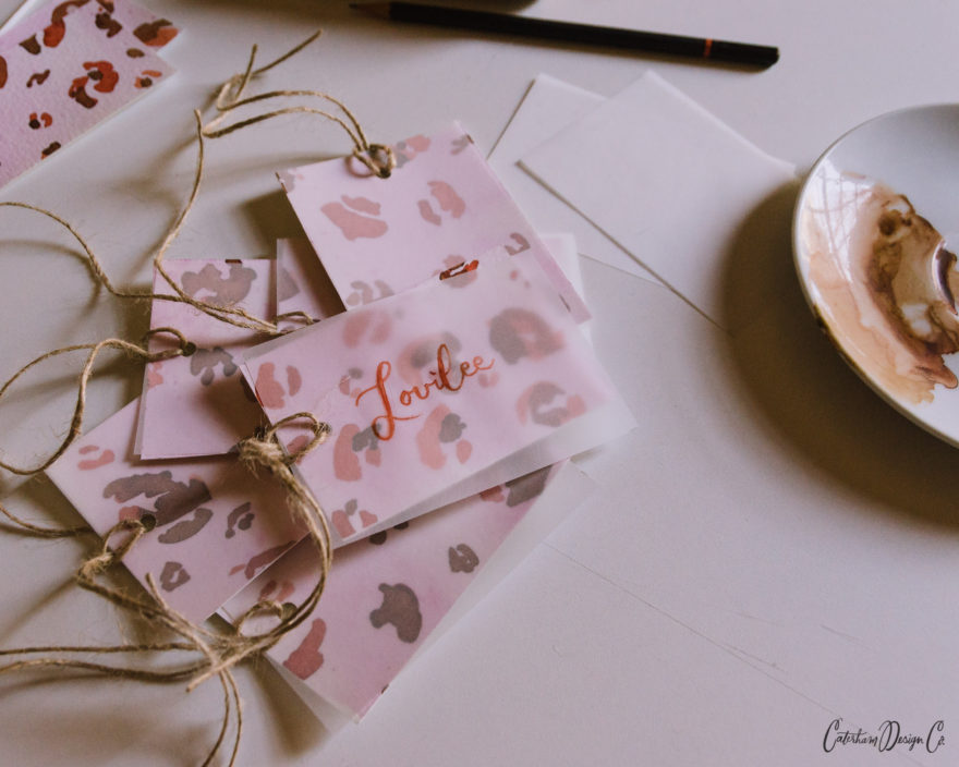 DIY watercolor leopard print tags