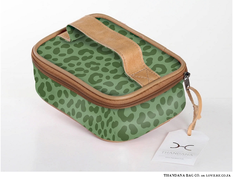 Thandana Bag Co Leopard Print Single Toiletry Laminated Fabric