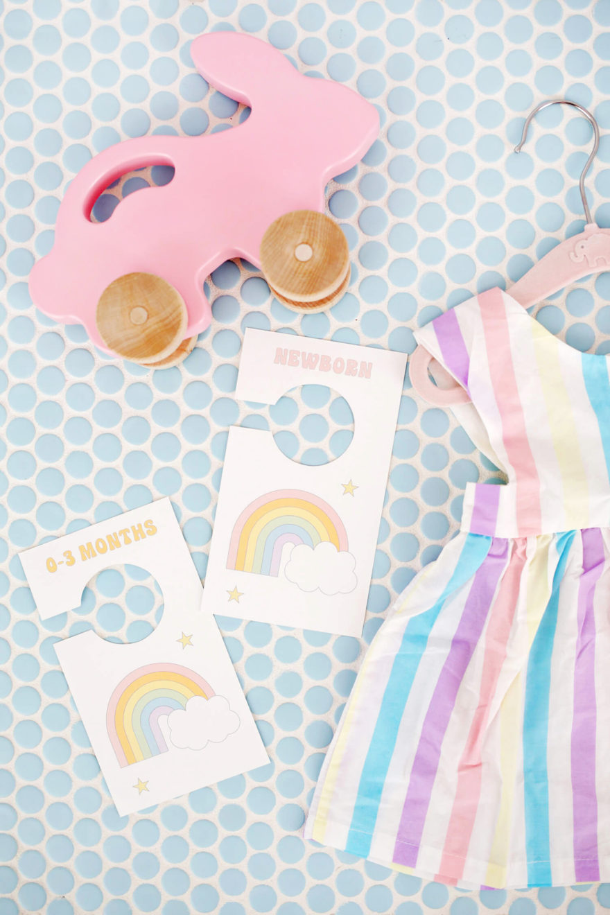 Free printable rainbow nursery closet dividers from A beautiful Mess