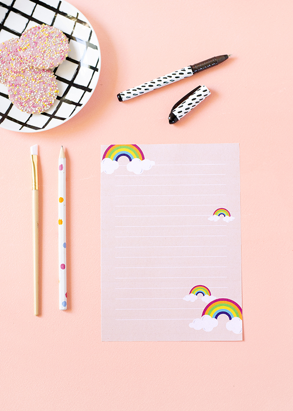 Printable rainbow letter paper