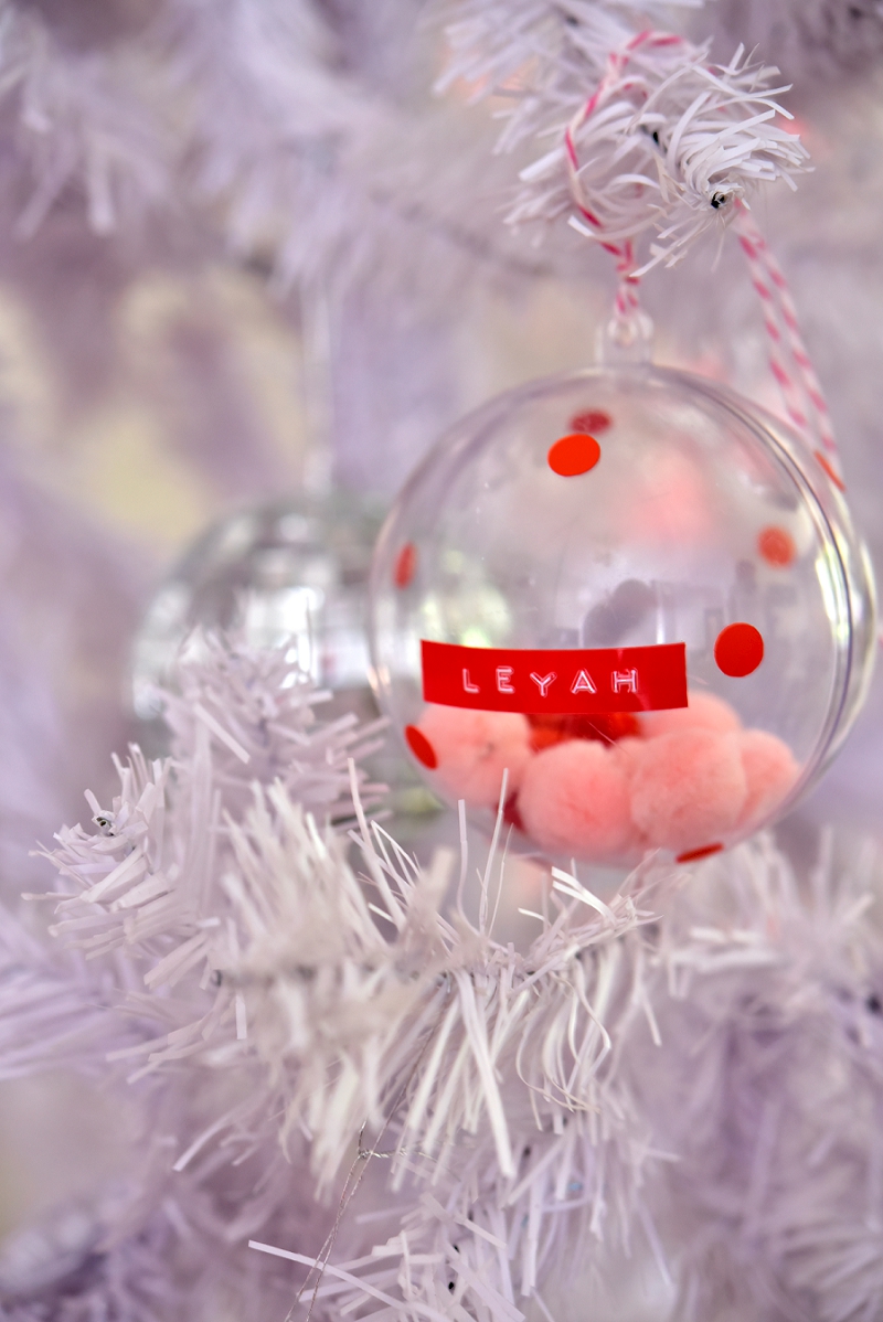 Christmas Bauble with Dymo tape name