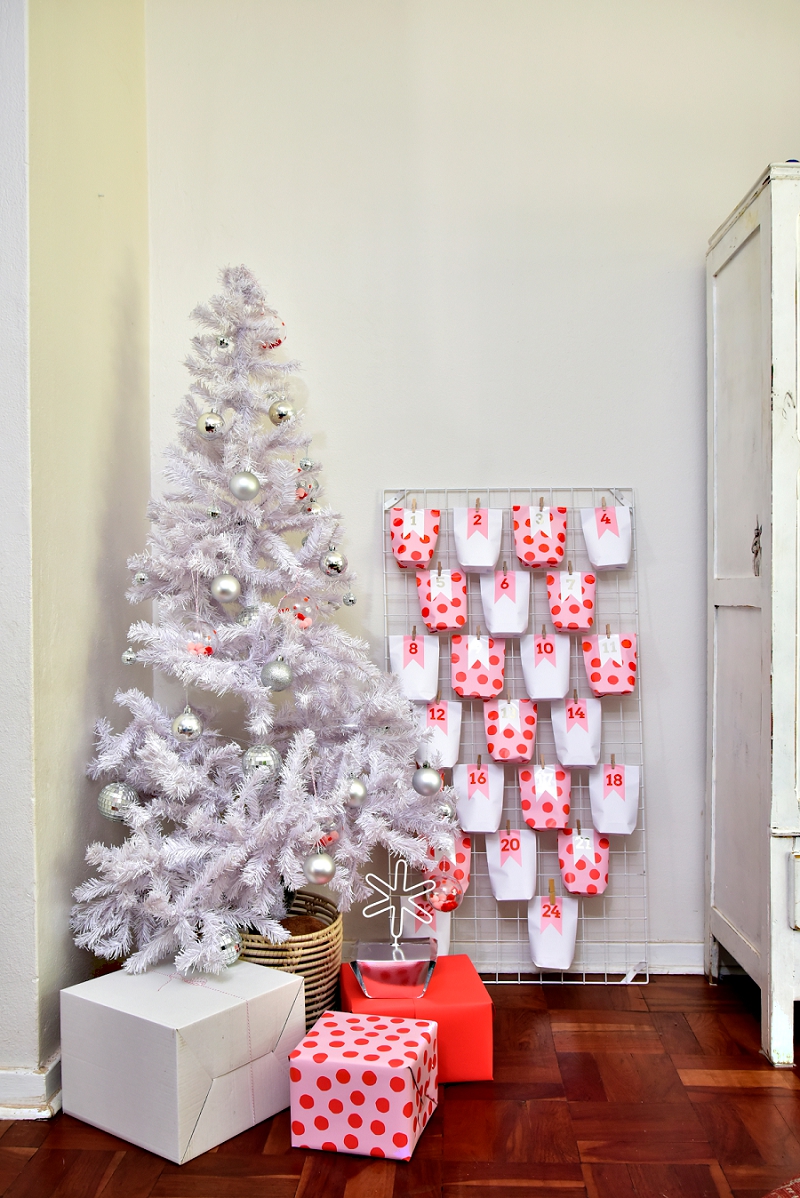 Advents Calendar with white Christmas Tree