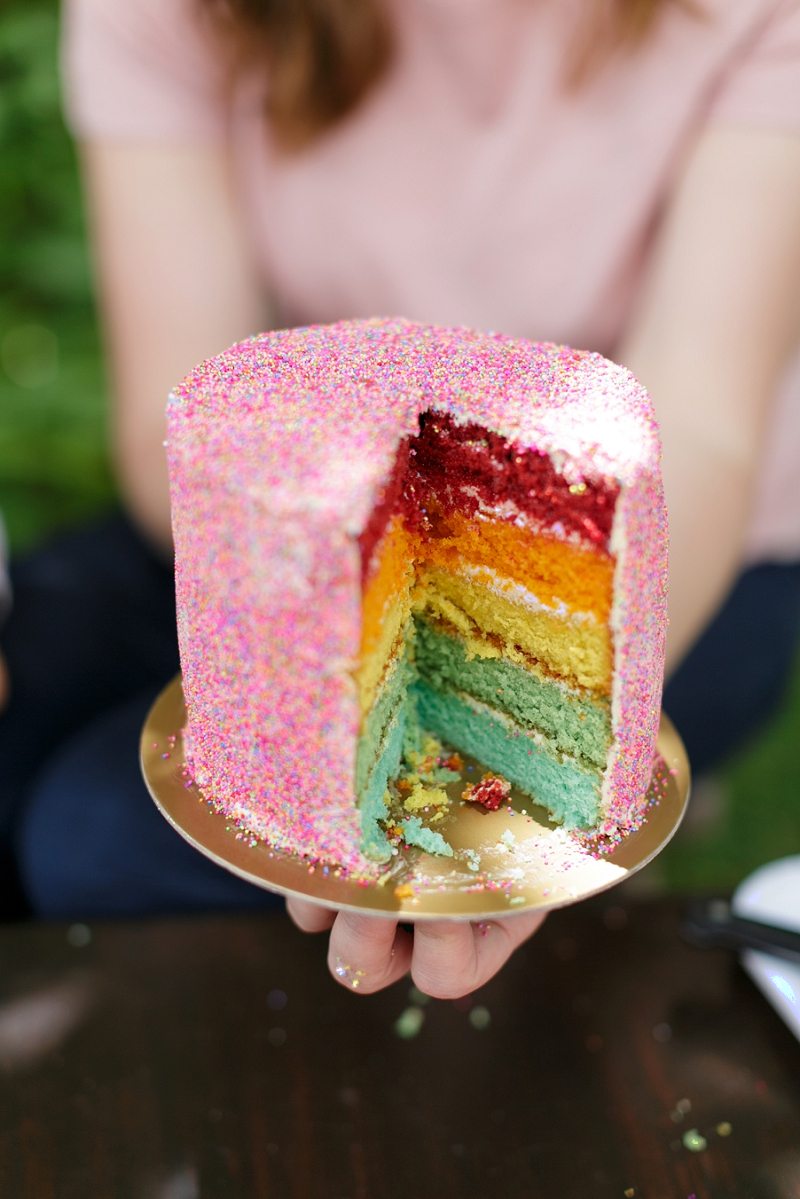 Rainbow cake from Woolworths for a rainbow party