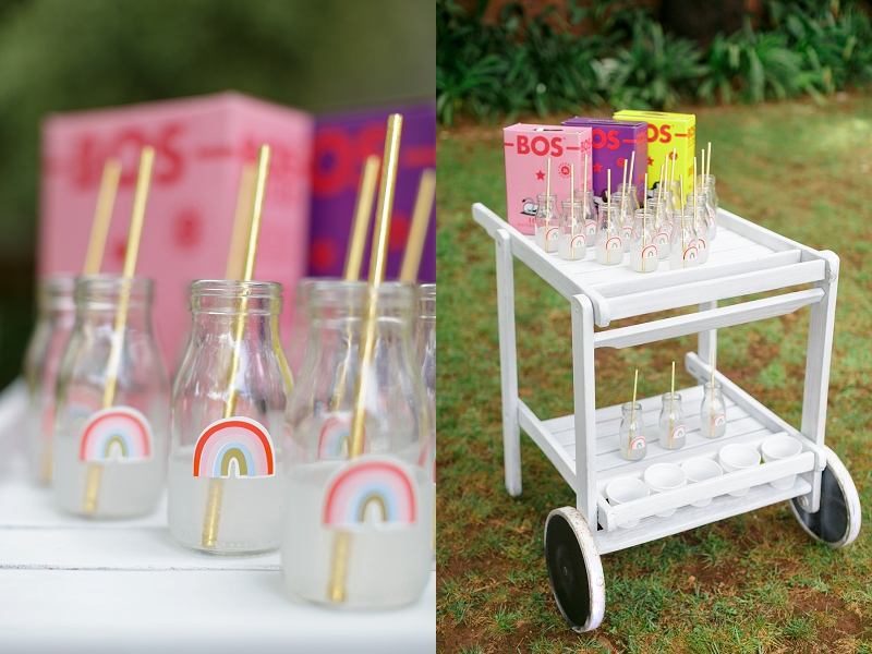 Rainbow drinks trolley with Bos Iced Teas