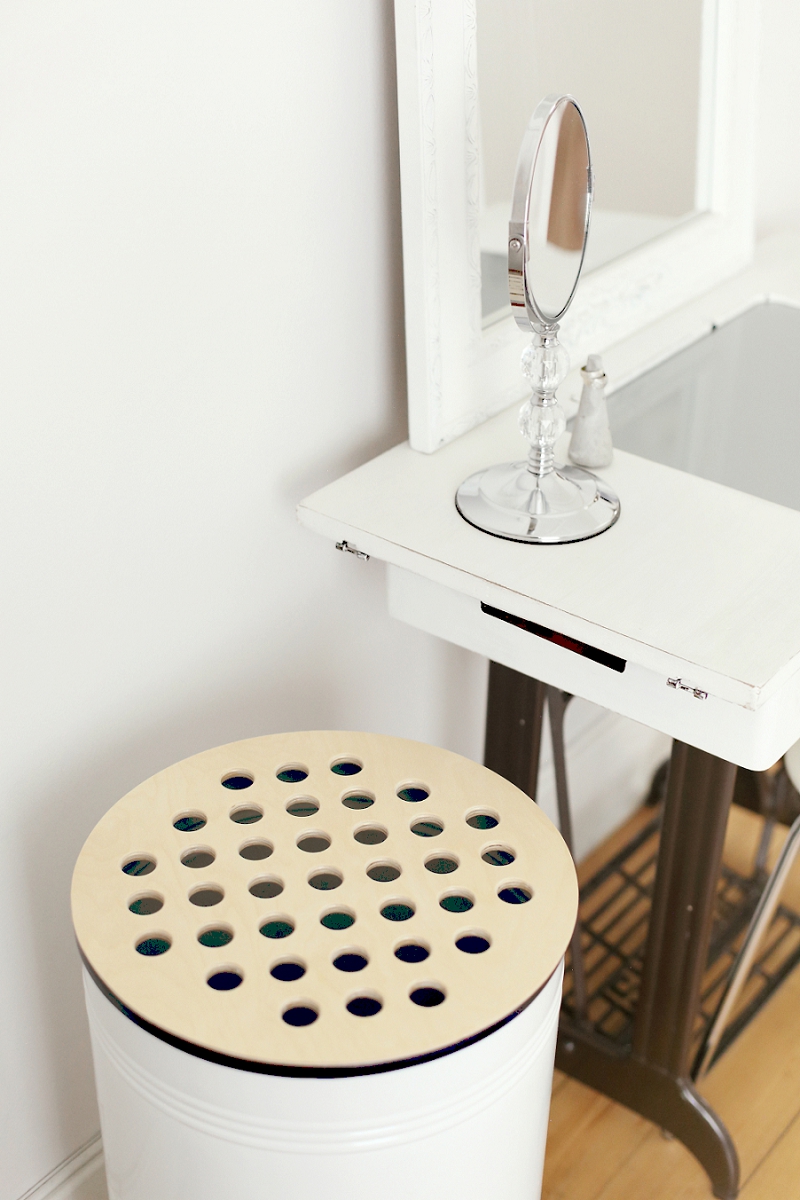 Vintage sewing table dresser with laundry bin from Pedersen Lennard