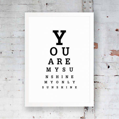 'You are My Sunshine' Eye test poster from Match Set Love