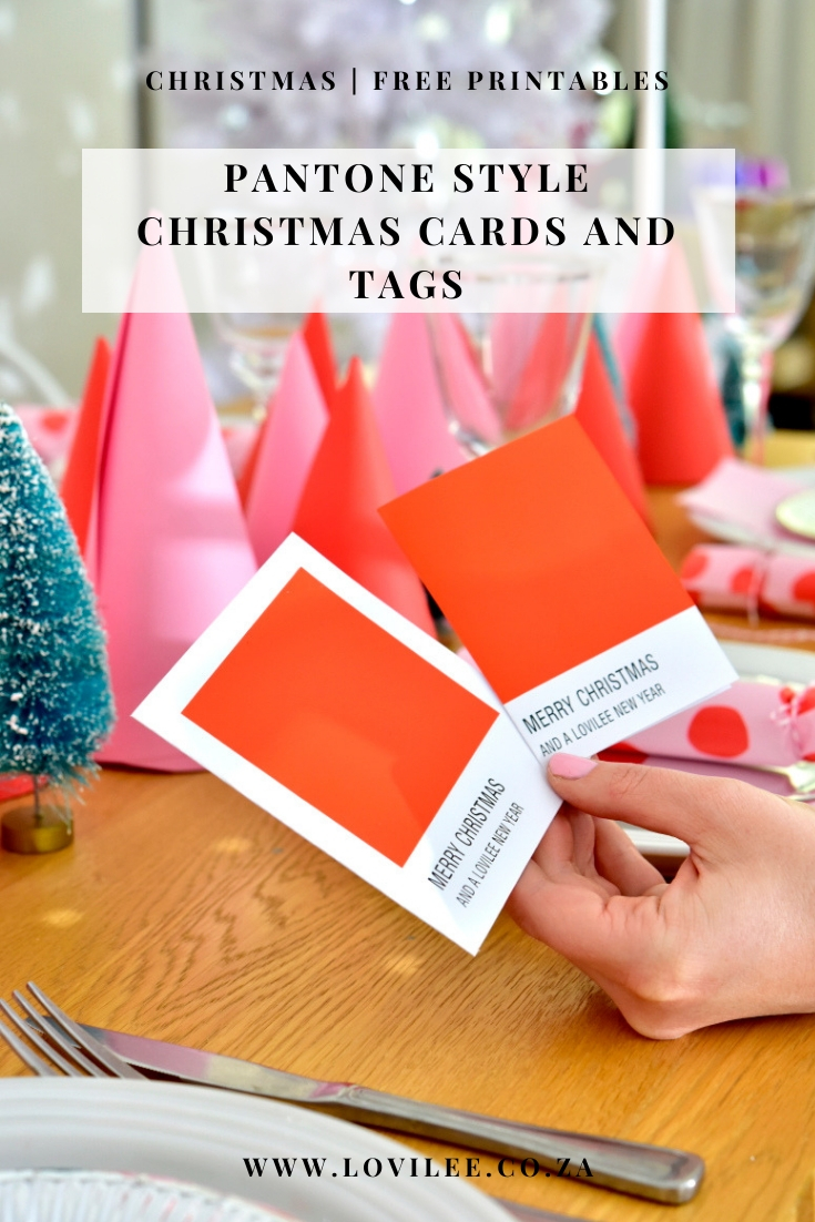 Free Printable Pantone style Christmas cards and tags