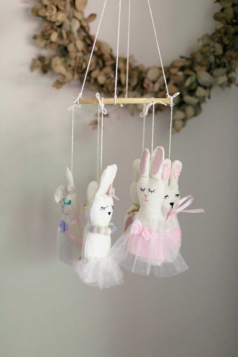 Handmade bunny baby mobile