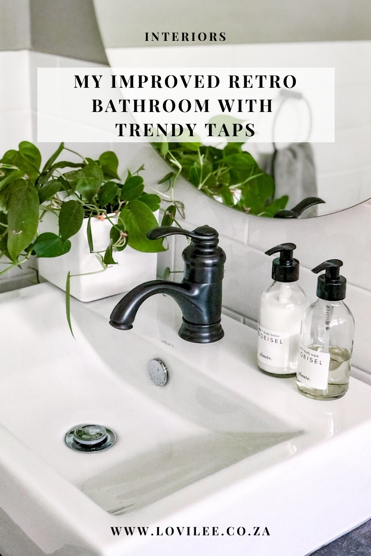 Beautiful retro style bathroom transformation using black taps from the Trendy Taps Selection.