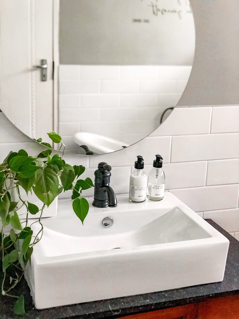 Beautiful retro style bathroom transformation using black taps from the Trendy Taps Selection.