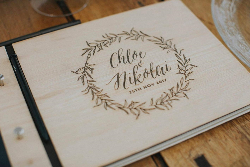 Personalised leather guest book by Papermoon