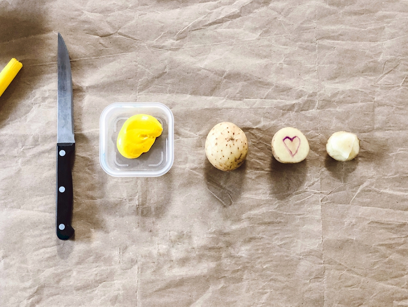 What you will need to make a potato stamp