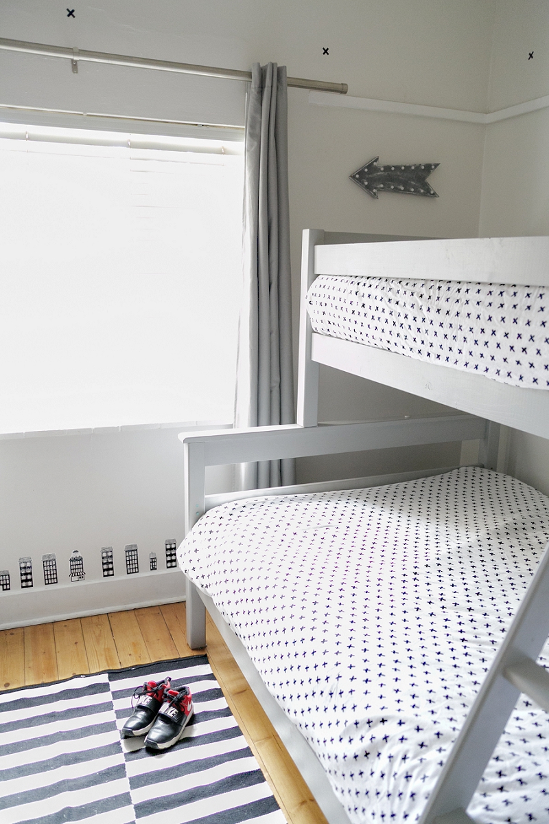 Bunk Beds in a kids monochrome room