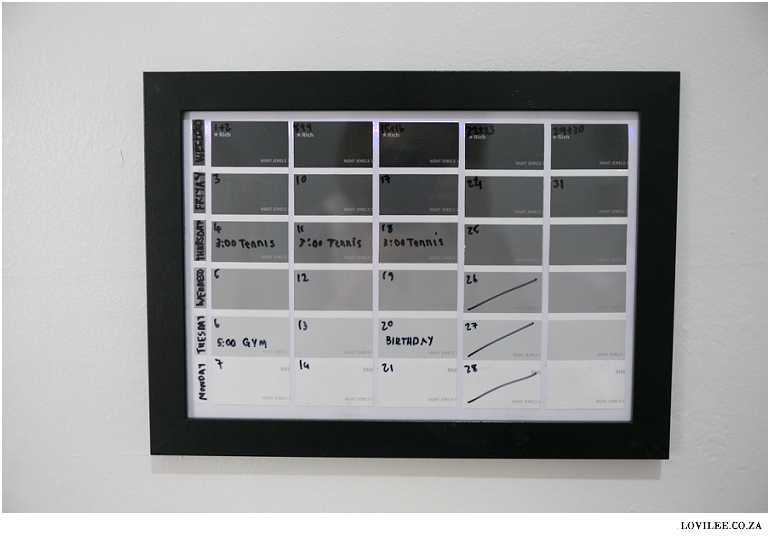 A perpetual calendar and artwork from paint swatches