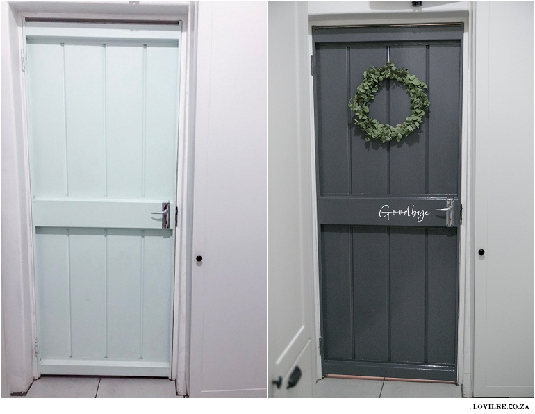 Before and after pantry door with Dulux