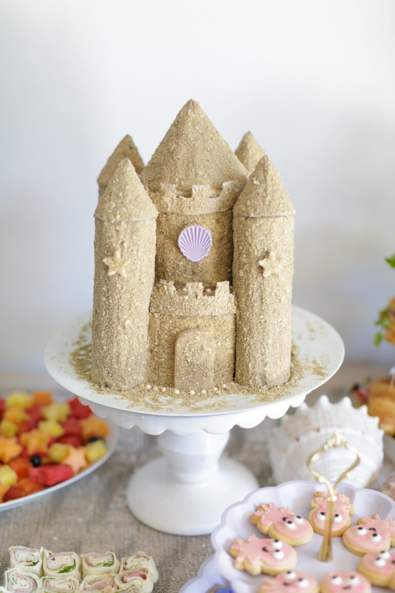 Sandcastle Cake for a Magical Mermaid Party