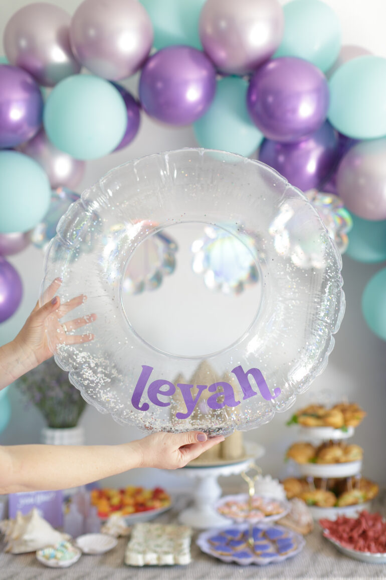DIY personalised pool floaties using my Cricut Maker 3 for a mermaid party