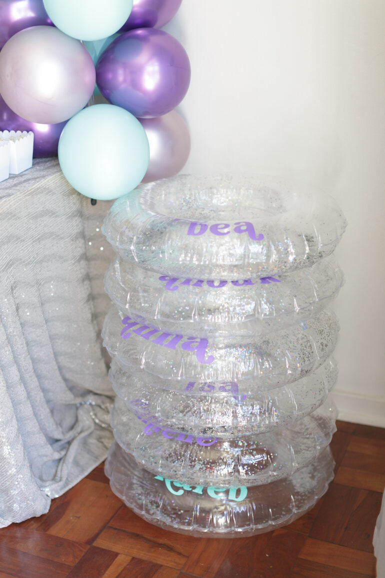 DIY personalised pool floaties using my Cricut Maker 3 for a mermaid party
